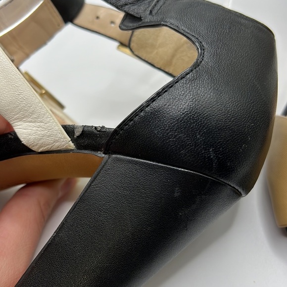 Vince Camuto Adriana Heels Gladiator Sandals Leather White Black Tan Womens 8 M - Picture 10 of 16
